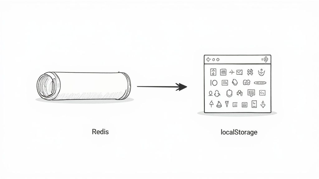 A stylized graphic showing a data request bypassing a busy server and hitting a fast-cache layer, represented by lightning bolts, before reaching the user.