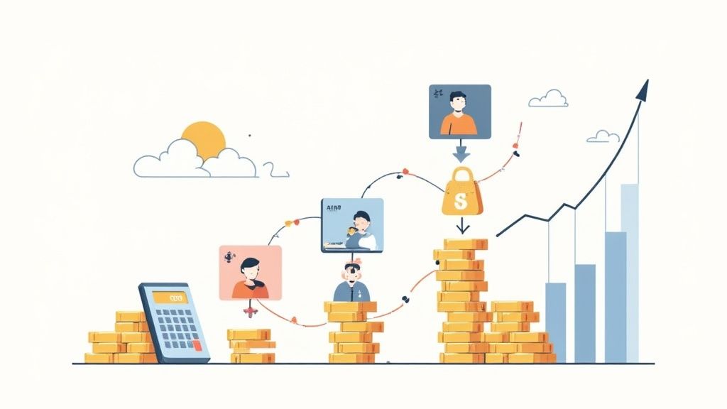 Building blocks stacked to represent a bottom-up TAM calculation.