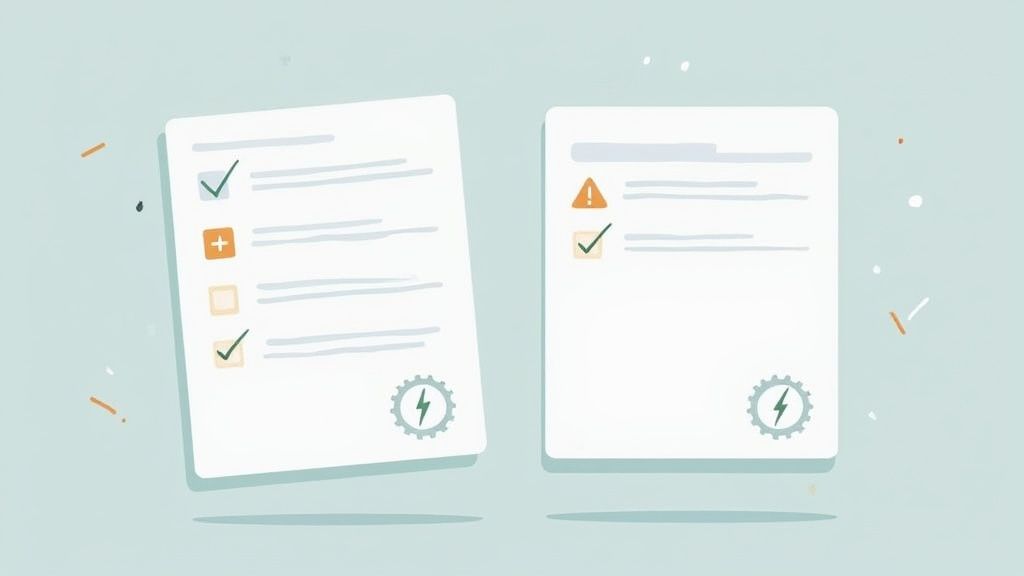 A person interacting with a smart, automated form on a tablet