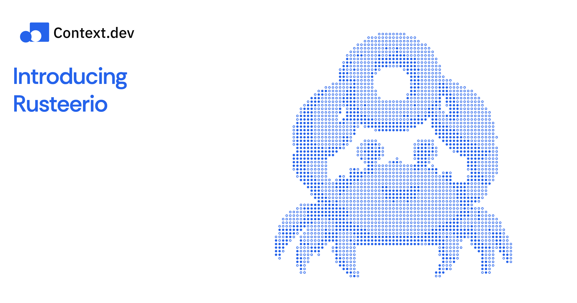 Introducing Rusteerio: a Rust crab holding a Cheerio cereal ring, illustrated in Context.dev’s blue dots.
