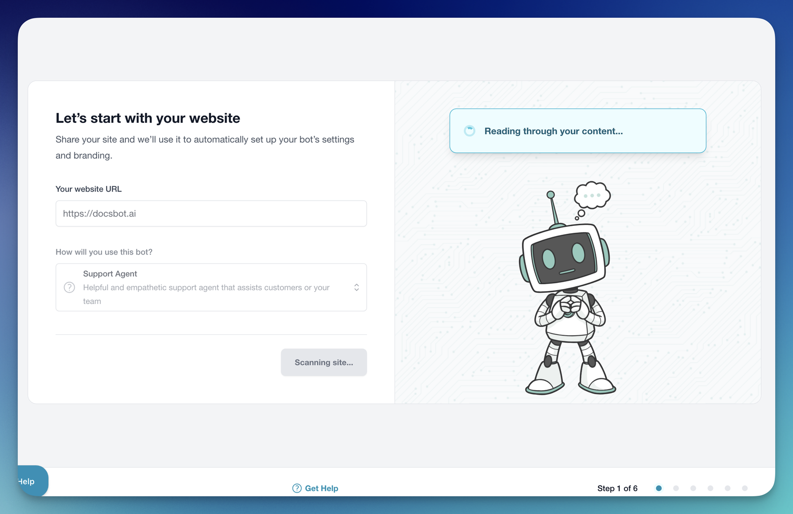 DocsBot onboarding experience